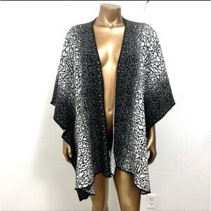 Peter Nygard Women's Ruana ~ Black & White Cape Shawl Drape Sweater One Size